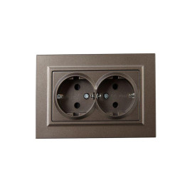 Розетка 2-м СП BRITE РСш12-3-БрТБ 16А в сборе с заземл. защ. шторки бронза IEK BR-R24-16-K45-F