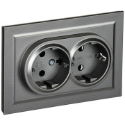 Розетка 2-м СП BRITE РСш12-3-БрС 16А в сборе с заземл. защ. шторки сталь IEK BR-R24-16-K46-F
