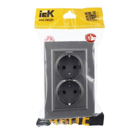 Розетка 2-м СП BRITE РСш12-3-БрС 16А в сборе с заземл. защ. шторки сталь IEK BR-R24-16-K46-F