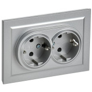 Розетка 2-м СП BRITE РСш12-3-БрА 16А в сборе с заземл. защ. шторки алюм. IEK BR-R24-16-K47-F