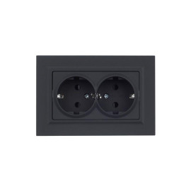 Розетка 2-м СП BRITE РСш12-3-БрГ 16А в сборе с заземл. защ. шторки графит IEK BR-R24-16-K53-F