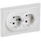 Розетка 2-м СП BRITE РСш12-3-БрАБ 16А в сборе с заземл. защ. шторки арктич. бел. IEK BR-R24-16-K91-F