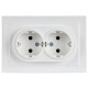 Розетка 2-м СП BRITE РСш12-3-БрАБ 16А в сборе с заземл. защ. шторки арктич. бел. IEK BR-R24-16-K91-F