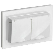 Розетка 2-м СП BRITE РСбш12-3-44-БрБ 16А в сборе IP44 с крышкой бел. IEK BR-R26-16-44-K01-F