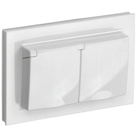 Розетка 2-м СП BRITE РСбш12-3-44-БрБ 16А в сборе IP44 с крышкой бел. IEK BR-R26-16-44-K01-F