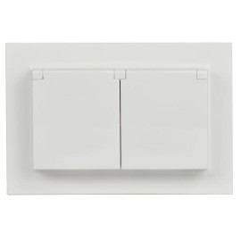 Розетка 2-м СП BRITE РСбш12-3-44-БрБ 16А в сборе IP44 с крышкой бел. IEK BR-R26-16-44-K01-F