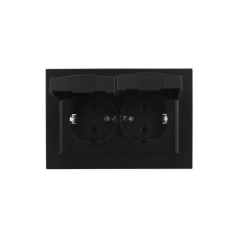 Розетка 2-м СП BRITE РСбш12-3-44-БрЧ 16А в сборе IP44 с крышкой черн. IEK BR-R26-16-44-K02-F