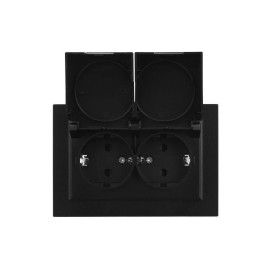 Розетка 2-м СП BRITE РСбш12-3-44-БрЧ 16А в сборе IP44 с крышкой черн. IEK BR-R26-16-44-K02-F