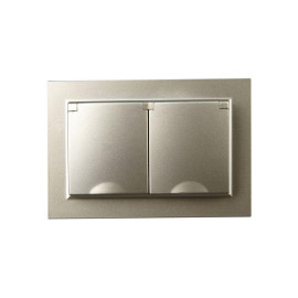Розетка 2-м СП BRITE РСбш12-3-44-БрШ 16А в сборе IP44 с крышкой шампань IEK BR-R26-16-44-K37-F