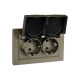 Розетка 2-м СП BRITE РСбш12-3-44-БрШ 16А в сборе IP44 с крышкой шампань IEK BR-R26-16-44-K37-F