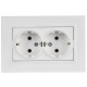 Розетка 2-м СП BRITE РСПл12-3-БрАБ 16А в сборе с заземл. без защ. шторок плоская арктич. бел. IEK BR-R27-16-K91-F
