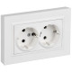 Розетка 2-м СП BRITE РСшПл12-3-БрАБ 16А в сборе с заземл. защ. шторки плоская арктич. бел. IEK BR-R28-16-K91-F