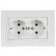 Розетка 2-м СП BRITE РСшПл12-3-БрАБ 16А в сборе с заземл. защ. шторки плоская арктич. бел. IEK BR-R28-16-K91-F