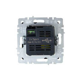 Розетка BRITE USB A+A 3.1А РЮ10-1-БрЧ механизм черн. IEK BR-U21-D31-K02