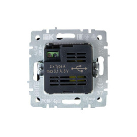 Розетка BRITE USB A+A 3.1А РЮ10-1-БрШ механизм шампань IEK BR-U21-D31-K37