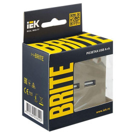 Розетка BRITE USB A+A 3.1А РЮ10-1-БрШ механизм шампань IEK BR-U21-D31-K37