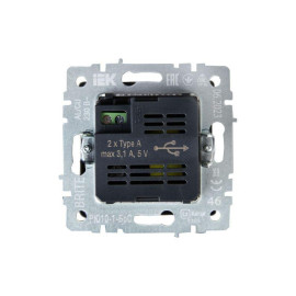 Розетка BRITE USB A+A 3.1А РЮ10-1-БрС механизм сталь IEK BR-U21-D31-K46