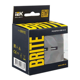 Розетка BRITE USB A+A 3.1А РЮ10-1-БрС механизм сталь IEK BR-U21-D31-K46