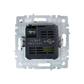 Розетка BRITE USB A+A 3.1А РЮ10-1-БрА механизм алюм. IEK BR-U21-D31-K47