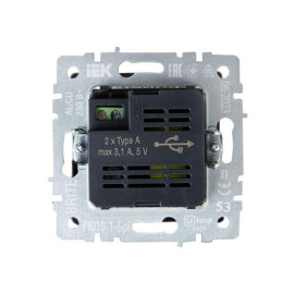 Розетка BRITE USB A+A 3.1А РЮ10-1-БрГ механизм графит IEK BR-U21-D31-K53