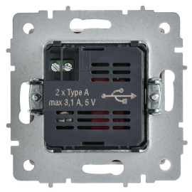 Розетка BRITE РЮ10-1-БрАБ USB A+A 3.1А механизм арктич. бел. IEK BR-U21-D31-K91