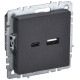 Розетка BRITE USB A+C 18Вт РЮ11-1-БрЧ механизм черн. IEK BR-U22-018-K02