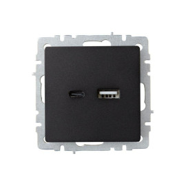 Розетка BRITE USB A+C 18Вт РЮ11-1-БрЧ механизм черн. IEK BR-U22-018-K02