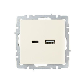 Розетка BRITE USB A+C 18Вт РЮ11-1-БрКр механизм беж. IEK BR-U22-018-K10