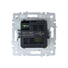 Розетка BRITE USB A+C 18Вт РЮ11-1-БрКр механизм беж. IEK BR-U22-018-K10