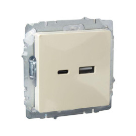 Розетка BRITE USB A+C 18Вт РЮ11-1-БрКр механизм беж. IEK BR-U22-018-K10