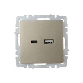 Розетка BRITE USB A+C 18Вт РЮ11-1-БрШ механизм шампань IEK BR-U22-018-K37