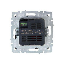 Розетка BRITE USB A+C 18Вт РЮ11-1-БрШ механизм шампань IEK BR-U22-018-K37
