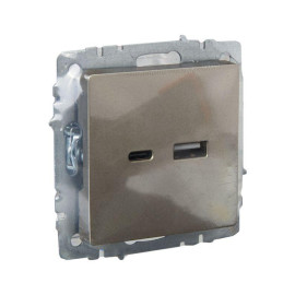 Розетка BRITE USB A+C 18Вт РЮ11-1-БрШ механизм шампань IEK BR-U22-018-K37