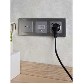 Розетка BRITE USB A+C 18Вт РЮ11-1-БрА механизм алюм. IEK BR-U22-018-K47