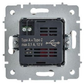 Розетка BRITE РЮ11-1-БрАБ 18Вт USB A+C механизм арктич. бел. IEK BR-U22-018-K91