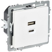 Розетка СП BRITE РЮ11-2-БрАБ USB A+C 45Вт высокоскор. заряд. арктич. бел. IEK BR-U22-045-K91