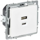 Розетка СП BRITE РЮ11-2-БрАБ USB A+C 45Вт высокоскор. заряд. арктич. бел. IEK BR-U22-045-K91