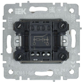 Выключатель 1-кл. СП BRITE ВС10-1-1-БрБ 10А с индик. механизм бел. IEK BR-V10-1-10-K01