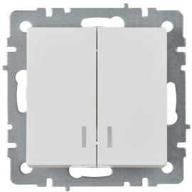 Выключатель 2-кл. СП BRITE ВС10-2-1-БрБ 10А с индик. механизм бел. IEK BR-V20-1-10-K01