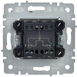 Выключатель 2-кл. СП BRITE ВС10-2-1-БрБ 10А с индик. механизм бел. IEK BR-V20-1-10-K01