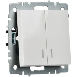 Выключатель 2-кл. СП BRITE ВС10-2-1-БрБ 10А с индик. механизм бел. IEK BR-V20-1-10-K01