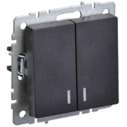Выключатель 2-кл. СП BRITE ВС10-2-1-БрЧ 10А с индик. механизм черн. IEK BR-V20-1-10-K02