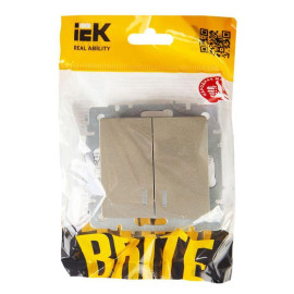 Выключатель 2-кл. СП BRITE ВС10-2-1-БрШ 10А с индик. механизм шампань IEK BR-V20-1-10-K37