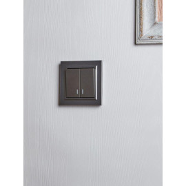 Выключатель 2-кл. СП BRITE ВС10-2-1-БрС 10А с индик. механизм сталь IEK BR-V20-1-10-K46