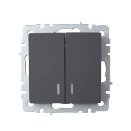Выключатель 2-кл. СП BRITE ВС10-2-1-БрГ 10А с индик. механизм графит IEK BR-V20-1-10-K53