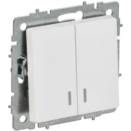 Выключатель 2-кл. СП BRITE ВС10-2-1-БрАБ 10А с индикацией механизм арктич. бел. IEK BR-V20-1-10-K91