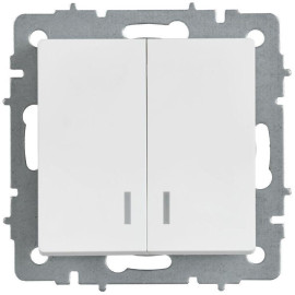 Выключатель 2-кл. СП BRITE ВС10-2-1-БрАБ 10А с индикацией механизм арктич. бел. IEK BR-V20-1-10-K91