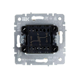 Выключатель проходной 2-кл. СП BRITE ВС10-2-6-БрКр 10А механизм беж. IEK BR-V22-0-10-K10