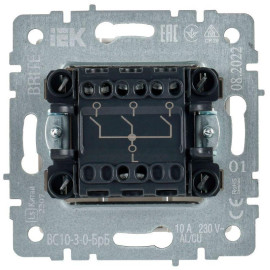 Выключатель 3-кл. СП BRITE ВС10-3-0-БрБ 10А механизм бел. IEK BR-V30-0-10-K01