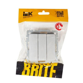 Выключатель 3-кл. СП BRITE ВС10-3-0-БрА 10А механизм алюм. IEK BR-V30-0-10-K47